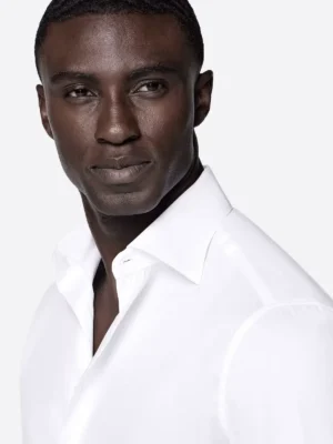 SuitsHeritage Men's Solid White Cotton Shirt Close