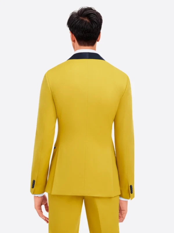 SuitsHeritage Men’s Yellow Solid Slim Fit 2 Piece Tuxedo Back
