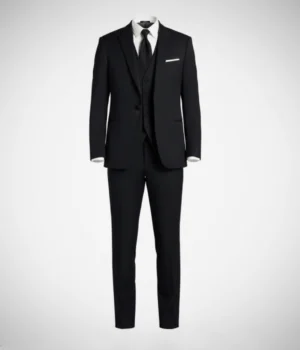 Norfield Black Solid Polyester Suit