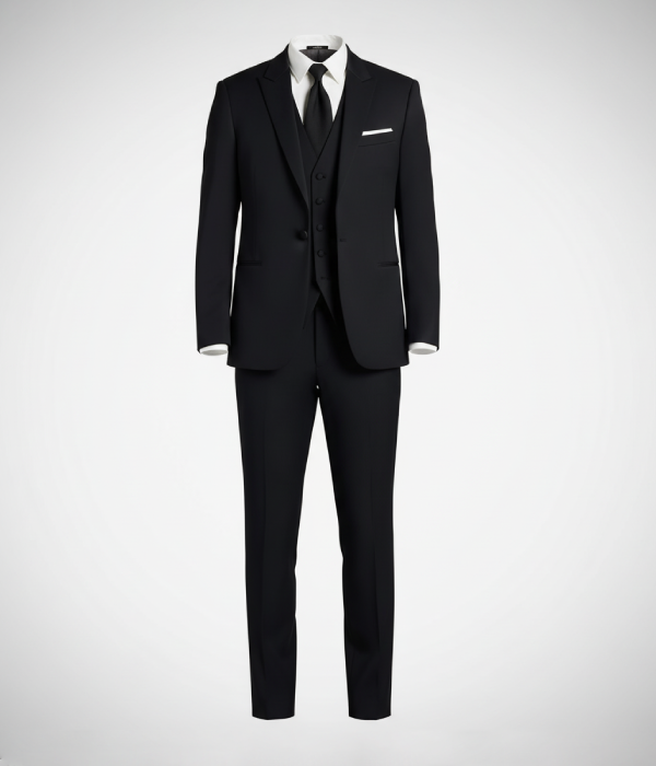 Norfield Black Solid Polyester Suit
