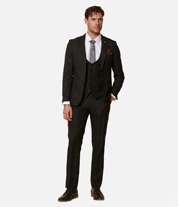 Norfield Polyester Black Suit Front
