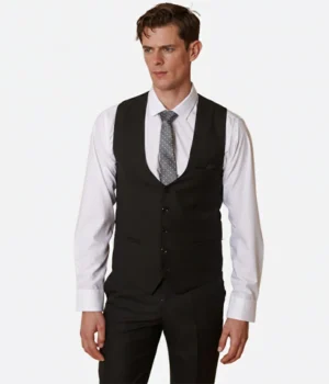 Norfield Polyester Black Suit Vest