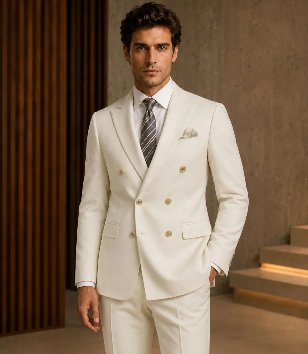 Norfield Polyester Solid White Suit Model Norfield Polyester Solid White Suit Model