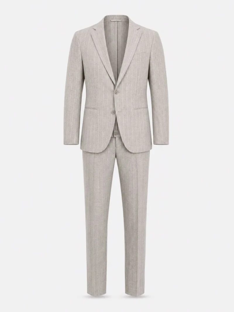 Oakmere Linen Pinstripe Grey Suit Ghost Mannequin