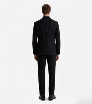 Shop The Brighton Cotton Pinstripe Black Suit