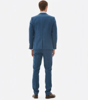 Shop The Harrington Wool Plaid Blue Suit Back