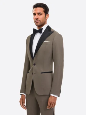 Shop The SuitsHeritage Men’s Solid Taupe Regular Fit 2 Piece Tuxedo