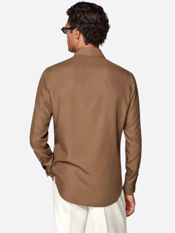 Shop The SuitsHeritage Men's Solid Dark Brown Cotton Shirt