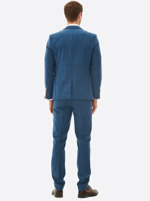 Shop The Men's Plaid Blue Single Breasted Three Piece Suit