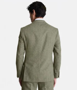 Shop The Suit Heritage Men’s Herringbone Olive Slim Fit 3 Piece Suit