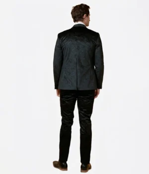 Shop The Suit Heritage Men’s Jacquard Black Regular Fit 3 Piece Suit