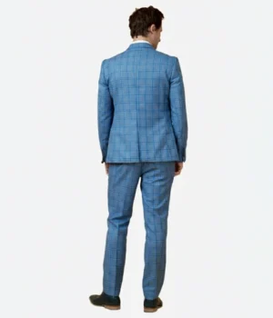Shop The Suit Heritage Men’s Sky Blue Check Relaxed Fit 3 Piece Suit