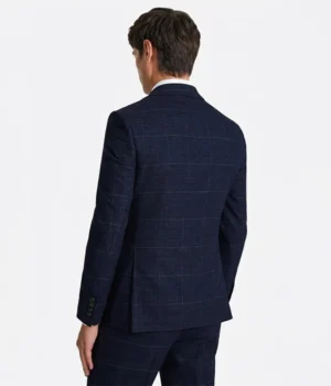 Shop The Suits Heritage Men's Dark Navy Plaid Slim Fit 3 Piece Suits