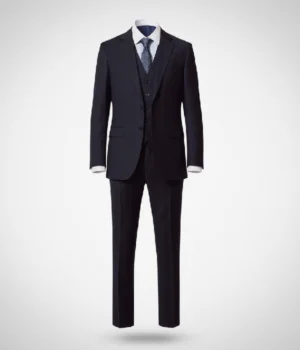 Suit Heritage Men's Dark Navy Twill Slim Fit 3 Piece Suits