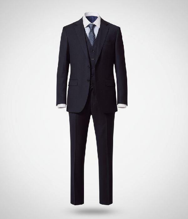 Suit Heritage Men's Dark Navy Twill Slim Fit 3 Piece Suits