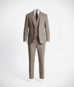 Suit Heritage Men's Donegal Cream Regular Fit 3 Piece Suit