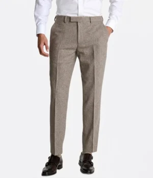 Suit Heritage Men's Donegal Cream Regular Fit 3 Piece Suit Pant