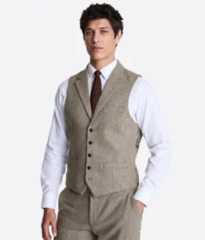Suit Heritage Men's Donegal Cream Regular Fit 3 Piece Suit Vest