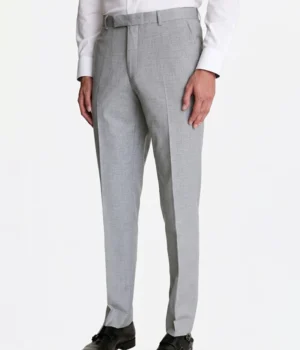 Suit Heritage Men's Grey Solid Regular Fit 3 Piece Suit Pant