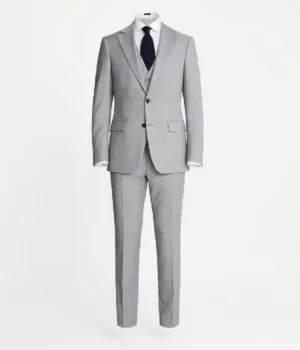 Suit Heritage Men’s Grey Solid Regular Fit 3 Piece Suits