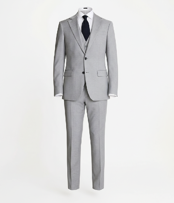 Suit Heritage Men’s Grey Solid Regular Fit 3 Piece Suits