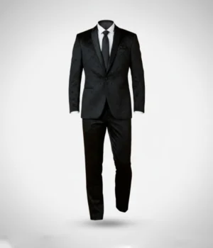 Suit Heritage Men’s Jacquard Black Regular Fit 3 Piece Suits
