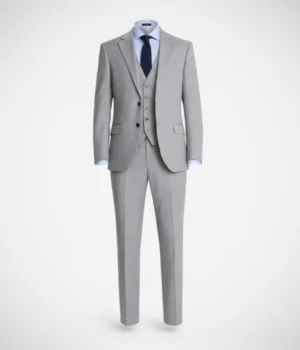 Suit Heritage Men's Light Grey Solid Relaxed Fit 3 Piece Suits