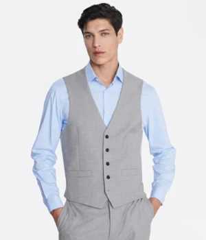 Suit Heritage Men's Light Grey Solid Relaxed Fit 3 Piece Suits Vest