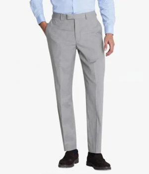 Suit Heritage Men's Light Grey Twill Regular Fit 3 Piece Suit pant