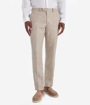 Suit Heritage Men's Linen Cream Regular Fit 3 Piece Suit Pant