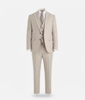 Suit Heritage Men's Linen Cream Regular Fit 3 Piece Suits