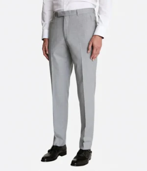 Suit Heritage Men's Plaid Light Grey Regular Fit 3 Piece Suit Pant