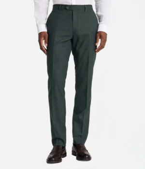 Suit Heritage Men's Puppy Tooth Dark Green Slim Fit 3 Piece Suit Pant