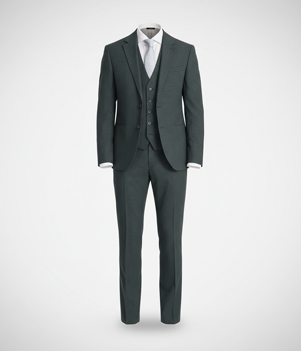 Suit Heritage Men's Puppy Tooth Dark Green Slim Fit 3 Piece Suits
