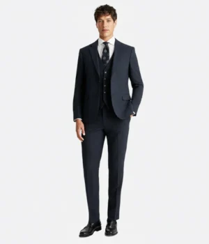 Suit Heritage Men’s Puppytooth Dark Navy Slim Fit 3 Piece Suit Front