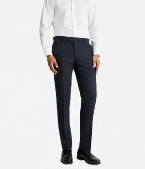 Suit Heritage Men’s Puppytooth Dark Navy Slim Fit 3 Piece Suit Pant