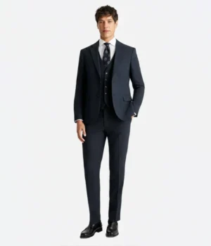 Suit Heritage Men's Puppytooth Navy Slim Fit 3 Piece Suit Front