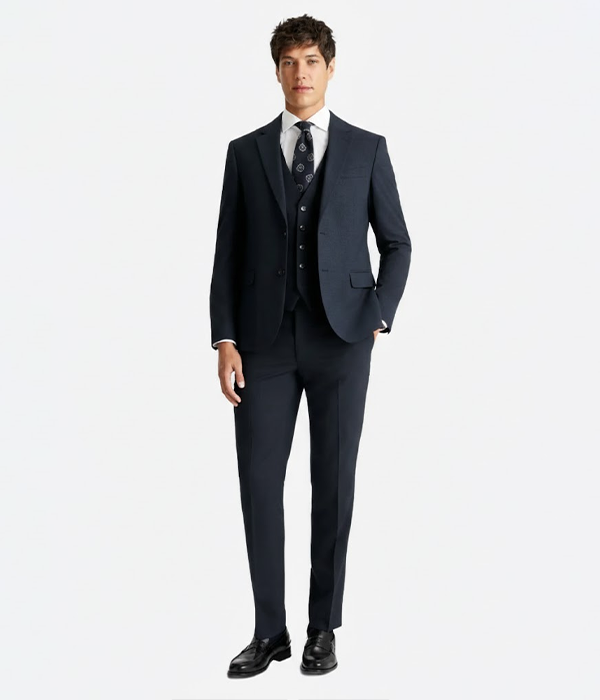 Suit Heritage Men's Puppytooth Navy Slim Fit 3 Piece Suit Front