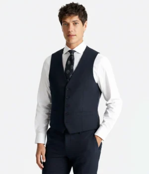 Suit Heritage Men's Puppytooth Navy Slim Fit 3 Piece Suit Vest