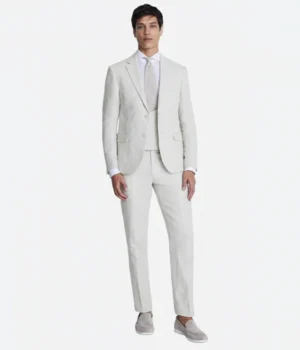 Suit Heritage Men’s Puppytooth Off White Slim Fit 3 Piece Suit Front