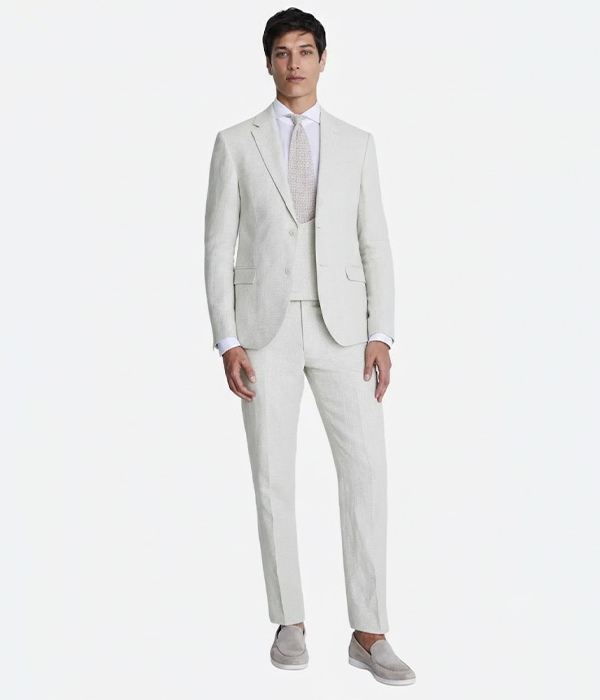 Suit Heritage Men’s Puppytooth Off White Slim Fit 3 Piece Suit Front