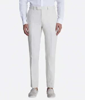 Suit Heritage Men’s Puppytooth Off White Slim Fit 3 Piece Suit Pant