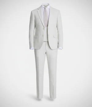 Suit Heritage Men’s Puppytooth Off White Slim Fit 3 Piece Suits