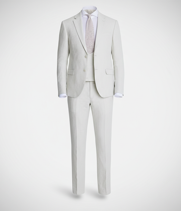 Suit Heritage Men’s Puppytooth Off White Slim Fit 3 Piece Suits