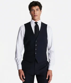 Suit Heritage Men's Solid Black Slim Fit 3 Piece Suit Vest
