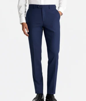 Suit Heritage Men’s Solid Blue Regular Fit 3 Piece Suit pant