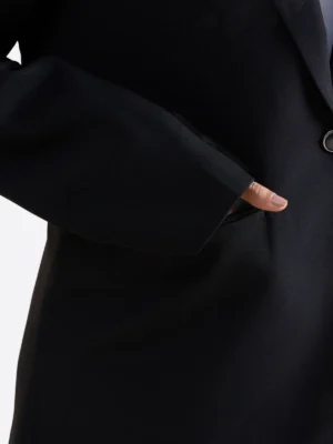 SuitsHeritage Women's Solid Black Oversized Blazer Close