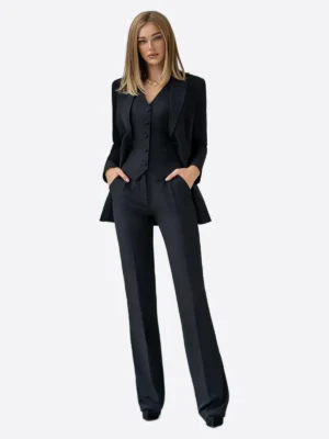 SuitsHeritage Women’s Black Regular Fit 3 Piece Suit