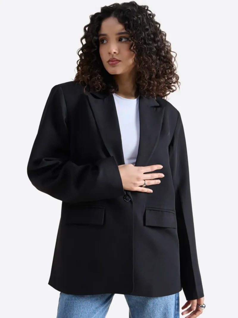 SuitsHeritage Women's Solid Black Oversized Blazer