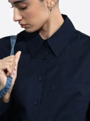 SuitsHeritage Women's Black Regular Fit Shirt Close